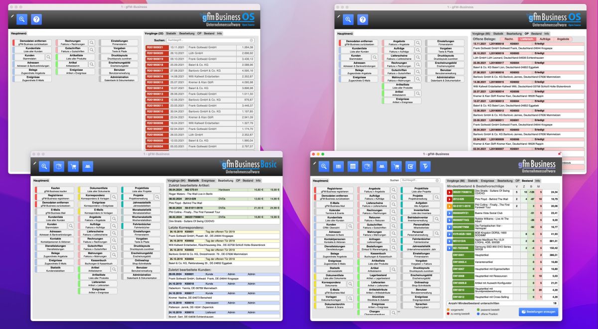 gFM-Business 7.5 FileMaker ERP-Software für Apple Mac, Windows und iOS (© )