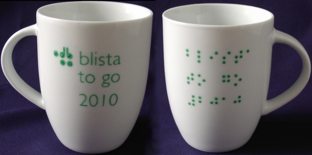 Werbetasse mit Brailleprint.. Tasse bedruckt mit Brailleschrift... Werbetasse mit Brailleprint.. Tasse bedruckt mit Brailleschrift...