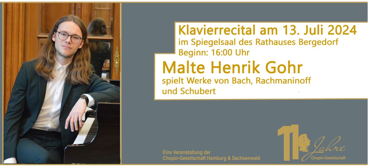 Klavierrecital (© Chopin-Gesellschaft Hamburg-Sachsenwald e.V.) Klavierrecital (© Chopin-Gesellschaft Hamburg-Sachsenwald e.V.)