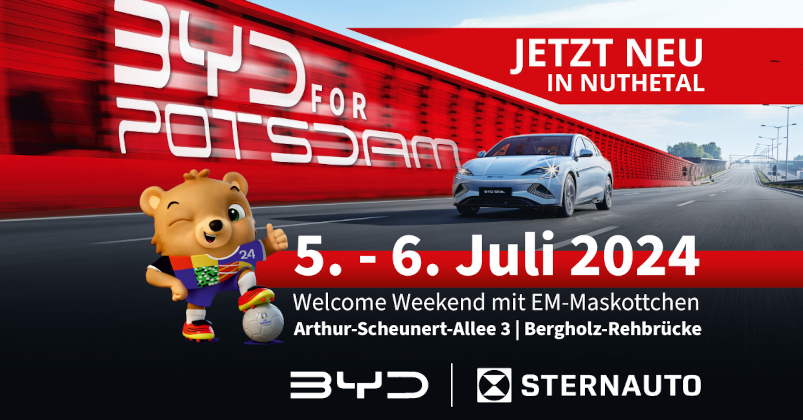STERNAUTO eröffnet den ersten BYD Store für die Region Potsdam, bei Berlin in Deutschland (Die Bildrechte liegen bei dem Verfasser der Mitteilung.) STERNAUTO eröffnet den ersten BYD Store für die Region Potsdam, bei Berlin in Deutschland (Die Bildrechte liegen bei dem Verfasser der Mitteilung.)