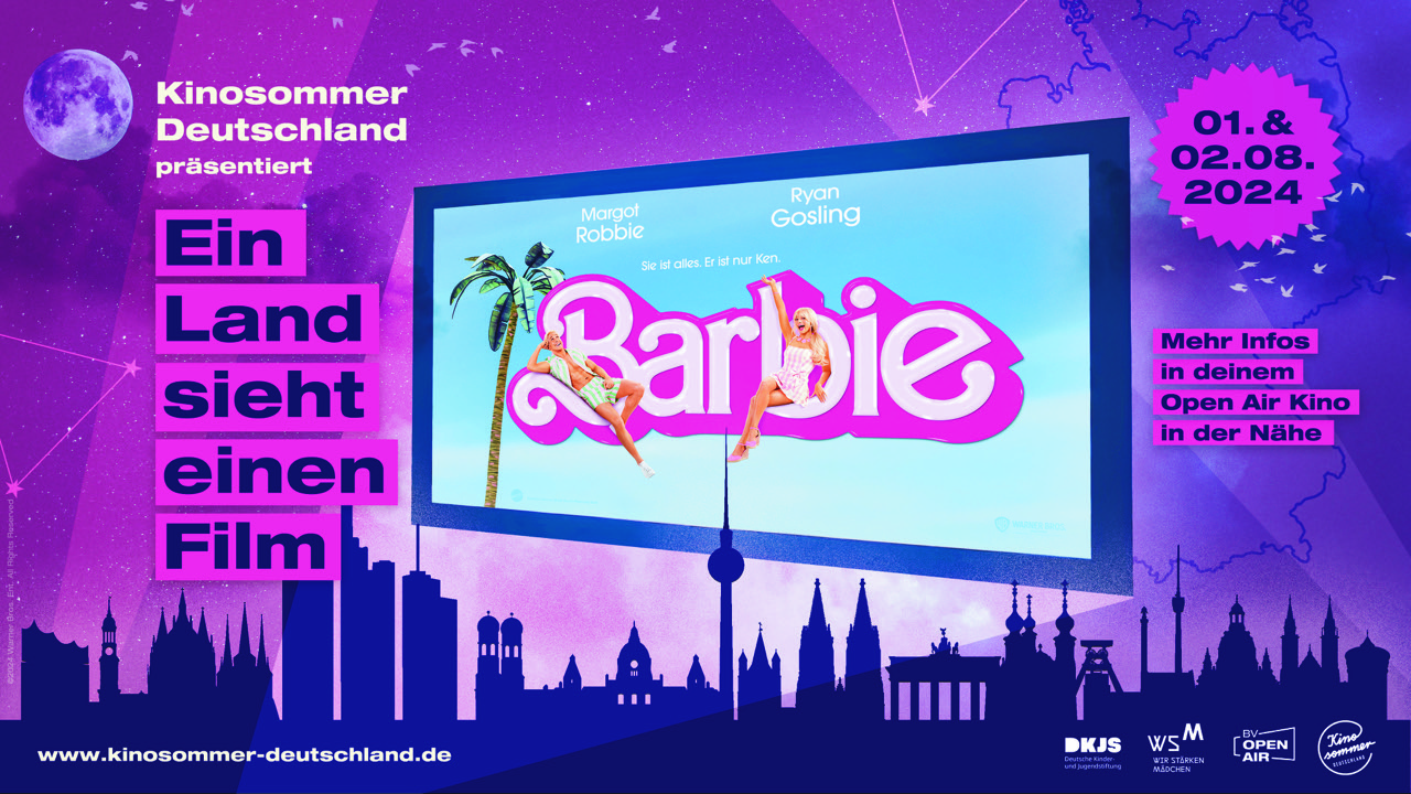 Ein Land sieht einen Film: Zahlreiche Open Air-Kinos zeigen am 1. und 2.8.2024 den Film"Barbie" (Die Bildrechte liegen bei dem Verfasser der Mitteilung.)