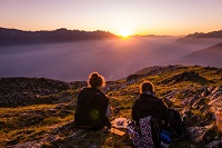 Magische Sonnenuntergänge auf den Vinschgauer Bergen (Wanderhotel Vinschgerhof)