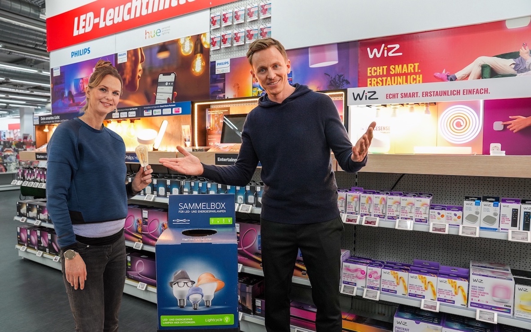 Ein Duo für das Licht-Recycling: Britta Steffen und Jochen Breyer, Bild: Lightcycle