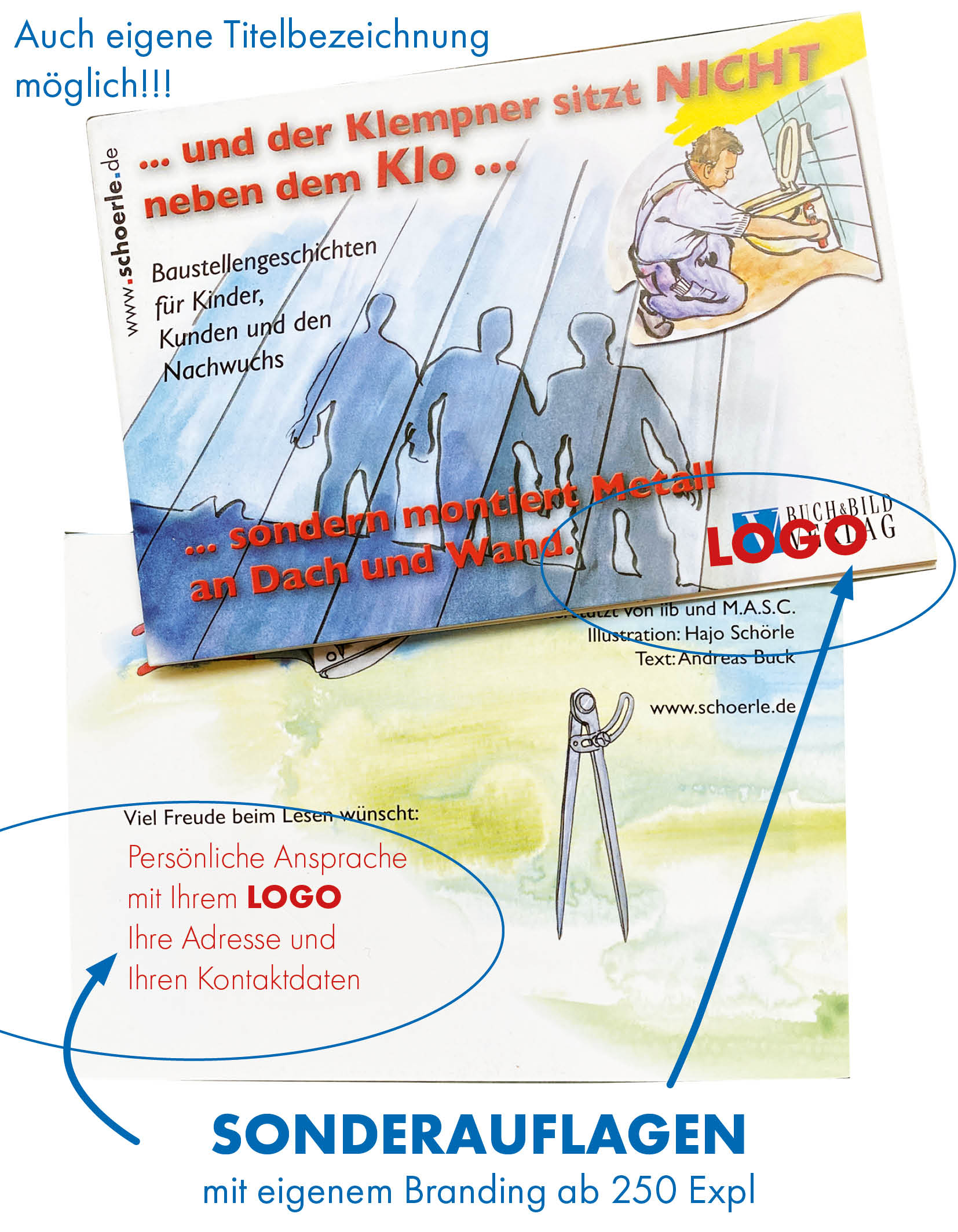 und der Klempner sitzt NICHT neben dem Klo, sondern montiert Metall an Dach und Wand
