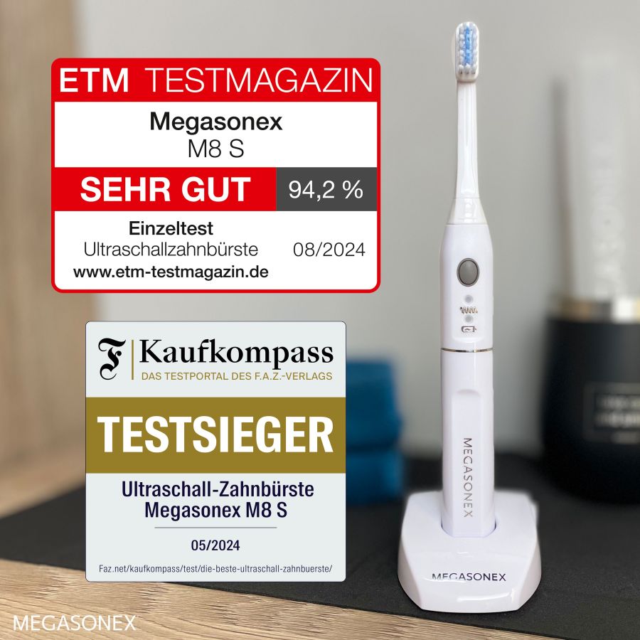 MEGASONEX Ultraschallzahnbürste M8 S (© smilestore) MEGASONEX Ultraschallzahnbürste M8 S (© smilestore)