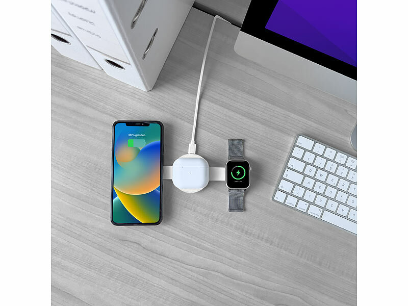 Callstel 3in1-Ladegerät für iPhone, AirPods und Apple Watch (Die Bildrechte liegen bei dem Verfasser der Mitteilung.) Callstel 3in1-Ladegerät für iPhone, AirPods und Apple Watch (Die Bildrechte liegen bei dem Verfasser der Mitteilung.)
