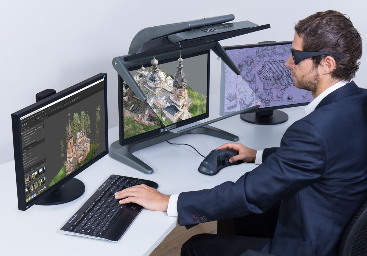 Zertifizierte Symbiose: Soft- und Hardware mit Agisoft Metashape Pro und 3D PluraView Stereo-Monitor (© Schneider Digital)