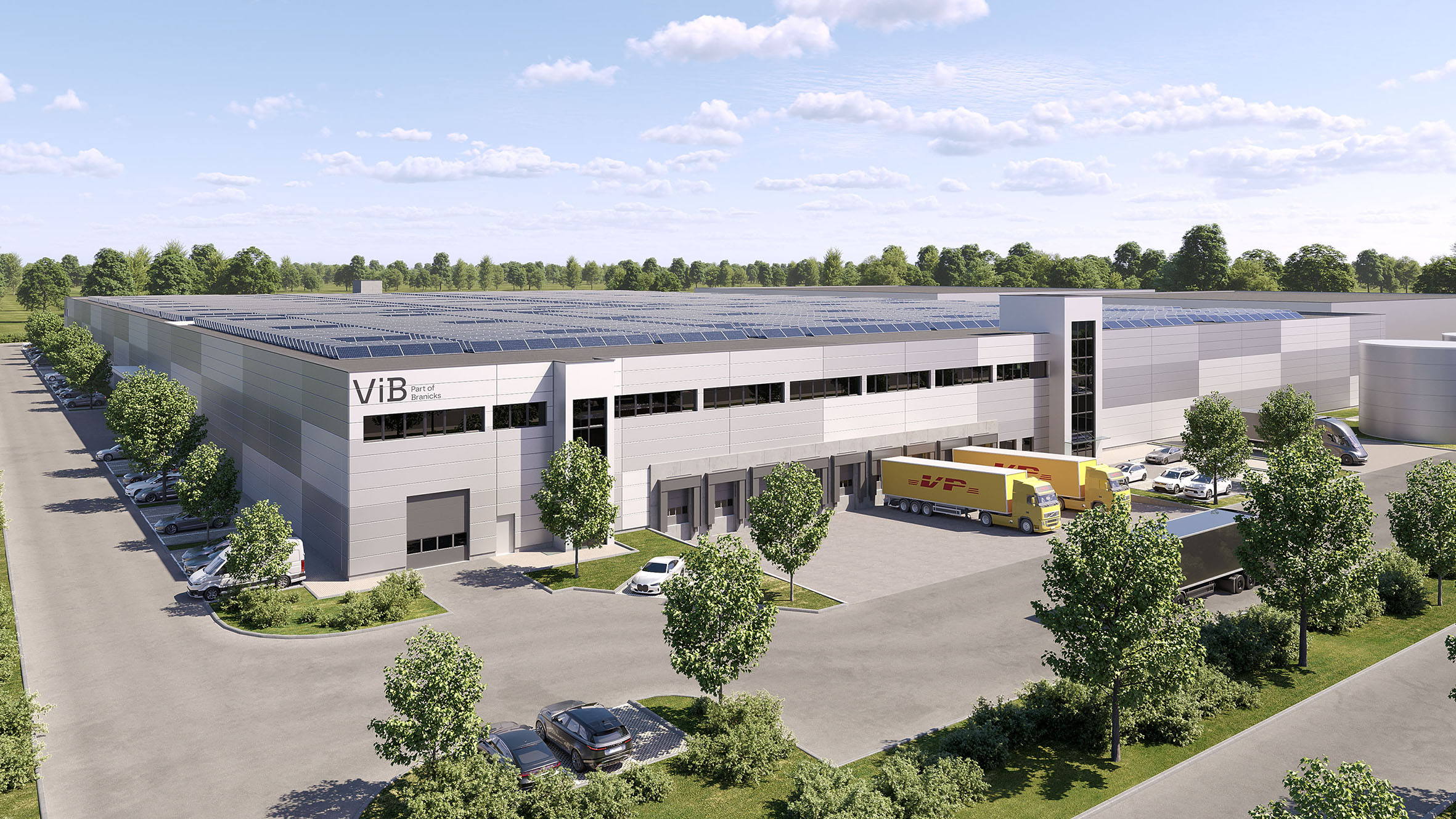 Die rund 33.200 Quadratmeter große Halle entsteht im GreenBiz Park der VIB Vermögen AG. (Bildquelle:©VIB Vermögen AG)