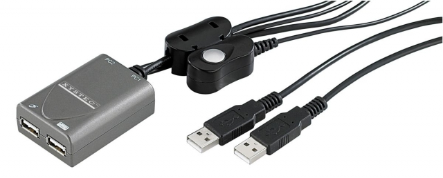 Xystec USB-KM-Switch für 2 PCs mit Kabel-Fernbedienung Xystec USB-KM-Switch für 2 PCs mit Kabel-Fernbedienung