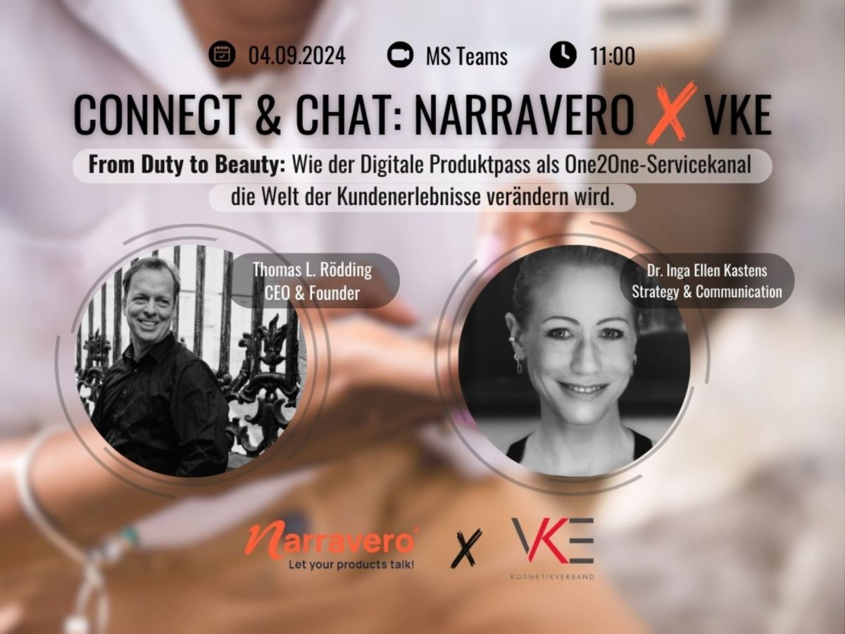 Narravero präsentiert den Digitalen Produktpass als One2One-Servicekanal.  (© Narravero GmbH)