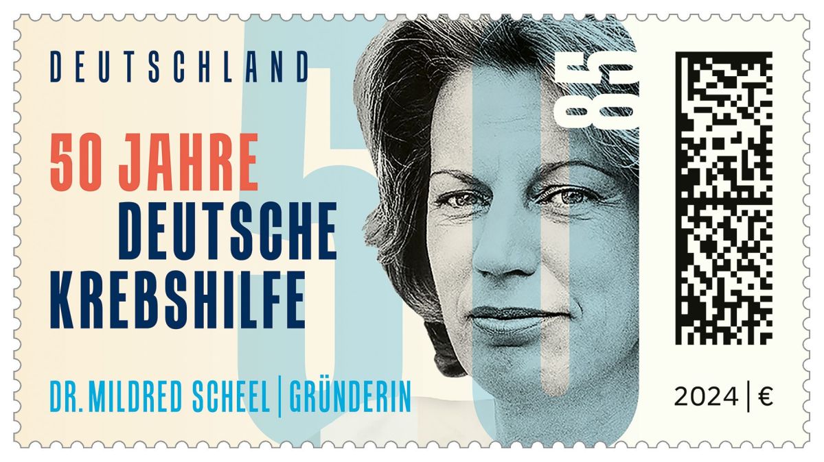 Sonderbriefmarke '50 Jahre Deutsche Krebshilfe' (© Deutsche Krebshilfe/Konrad Rufus Müller)