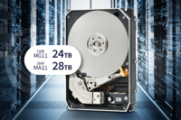 Toshiba kündigt CMR-HDDs mit 24 TB und SMR-HDDs mit 28 TB für den Enterprise-Einsatz an. (© Toshiba) Toshiba kündigt CMR-HDDs mit 24 TB und SMR-HDDs mit 28 TB für den Enterprise-Einsatz an. (© Toshiba)