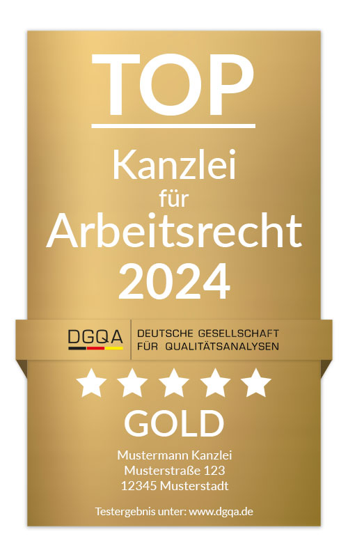 Das Gütesiegel der DGQA für Rechtsanwälte (Bsp.haftes Rechtsgebiet)