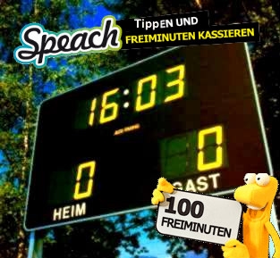 Mit Speach das richtige WM Ergebnis tippen und 100 Freiminuten kassieren! Mit Speach das richtige WM Ergebnis tippen und 100 Freiminuten kassieren!
