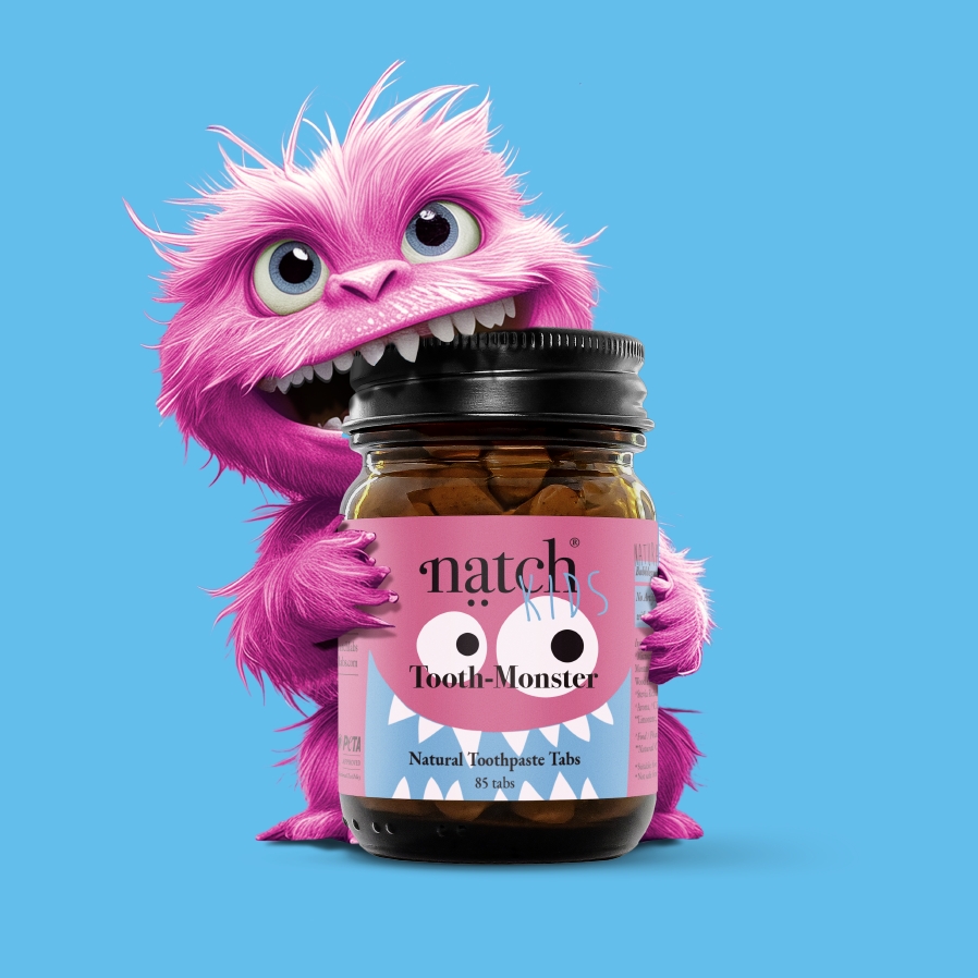 Neue Zahnpasta Tabs für monsterstarke Kinderzähne: Clean, natürlich, remineralisierend, plastikfrei (Die Bildrechte liegen bei dem Verfasser der Mitteilung.)