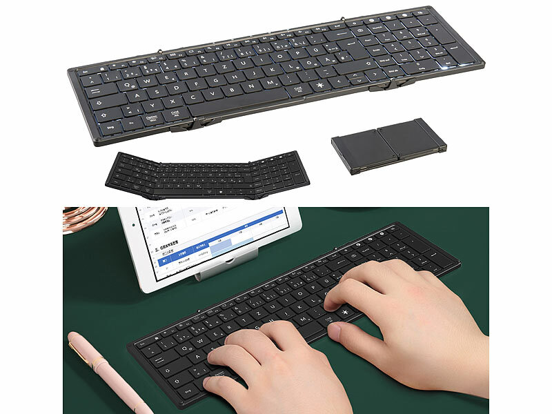 Callstel Faltbare Fullsize-Tastatur mit Bluetooth (Die Bildrechte liegen bei dem Verfasser der Mitteilung.) Callstel Faltbare Fullsize-Tastatur mit Bluetooth (Die Bildrechte liegen bei dem Verfasser der Mitteilung.)