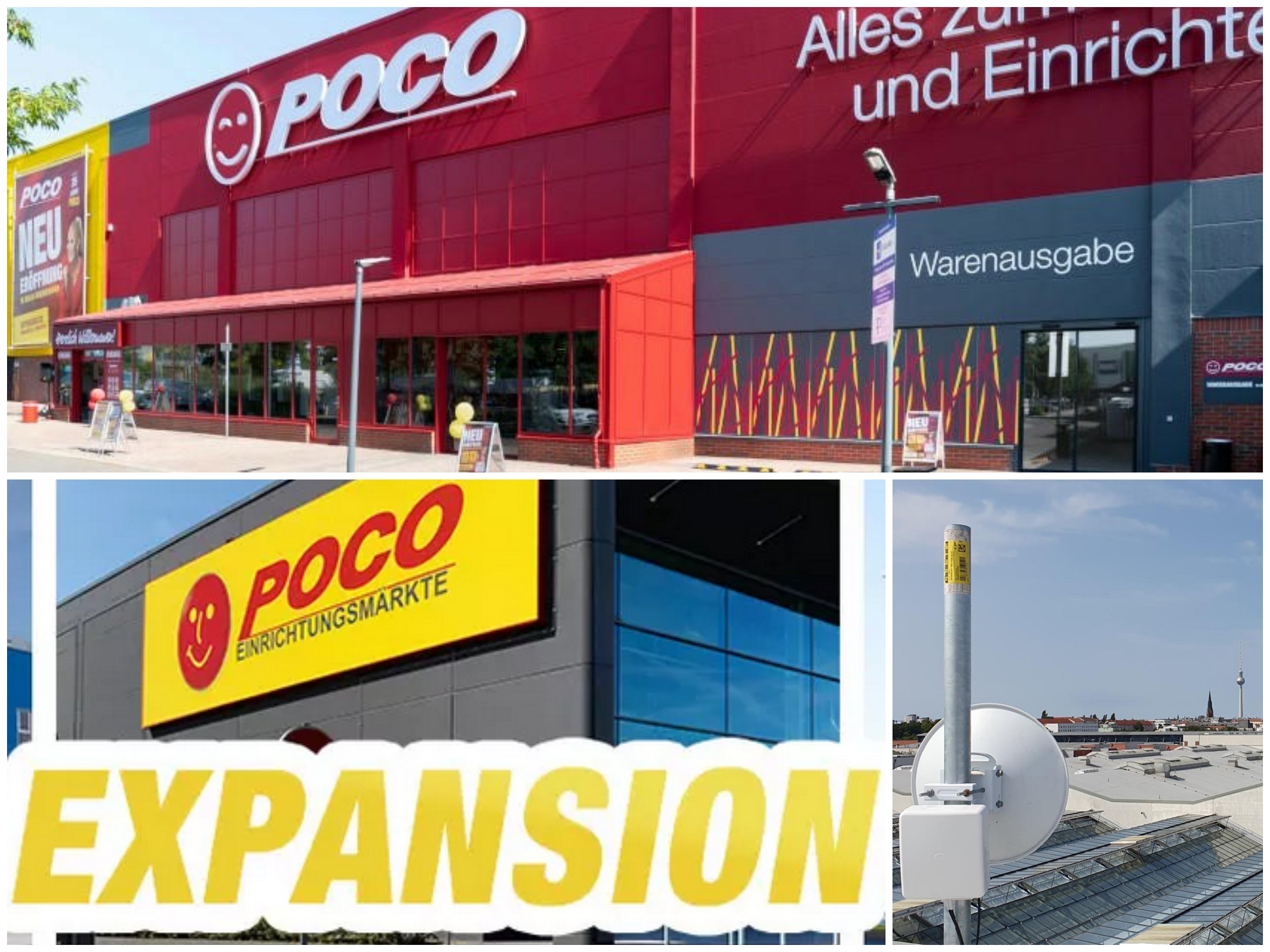 Möbeldiscounter POCO erhält Internetüber das Richtfunknetz von CBXNET (Die Bildrechte liegen bei dem Verfasser der Mitteilung.) Möbeldiscounter POCO erhält Internetüber das Richtfunknetz von CBXNET (Die Bildrechte liegen bei dem Verfasser der Mitteilung.)
