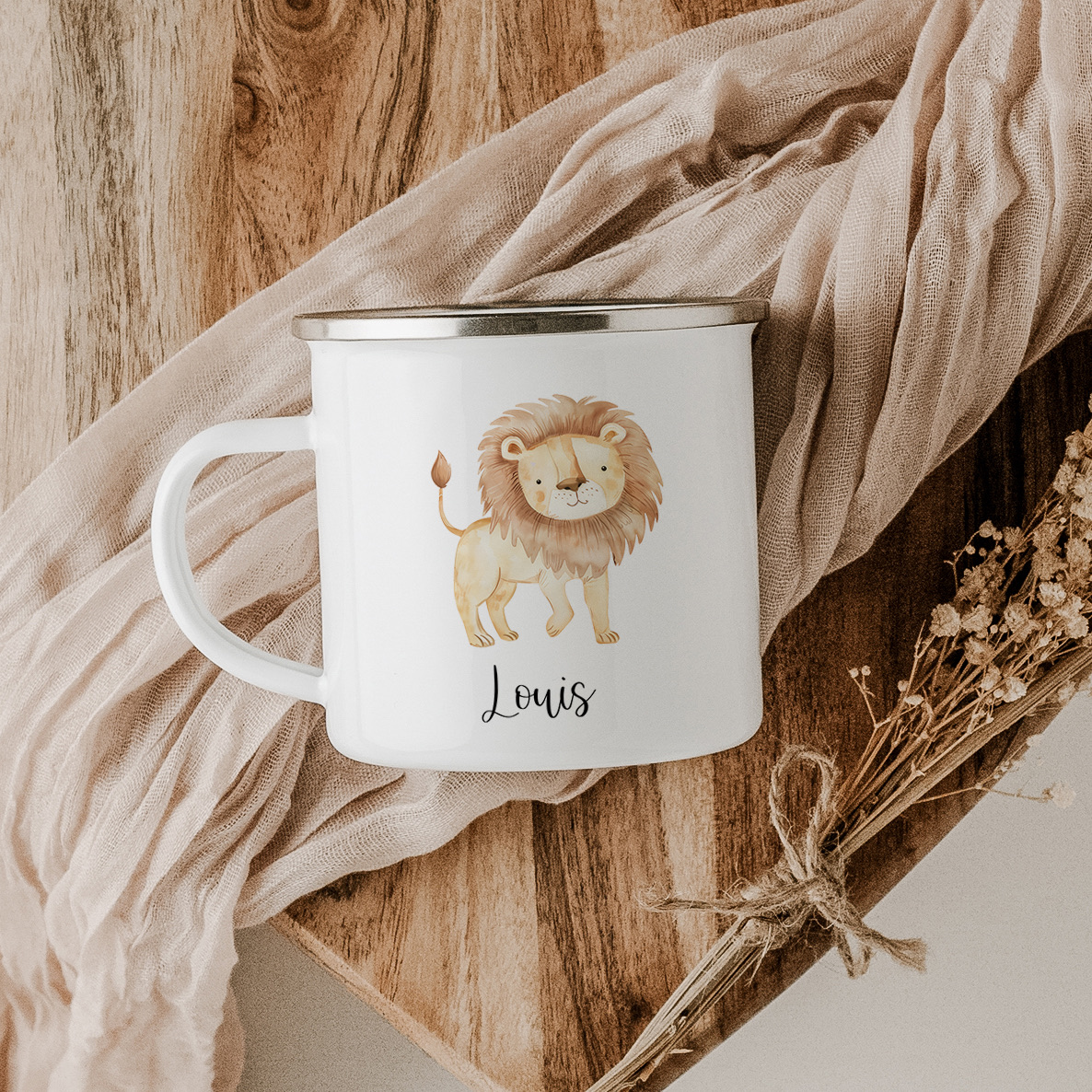 Die"Emaille Tasse Löwe" von famprints.de (Die Bildrechte liegen bei dem Verfasser der Mitteilung.)