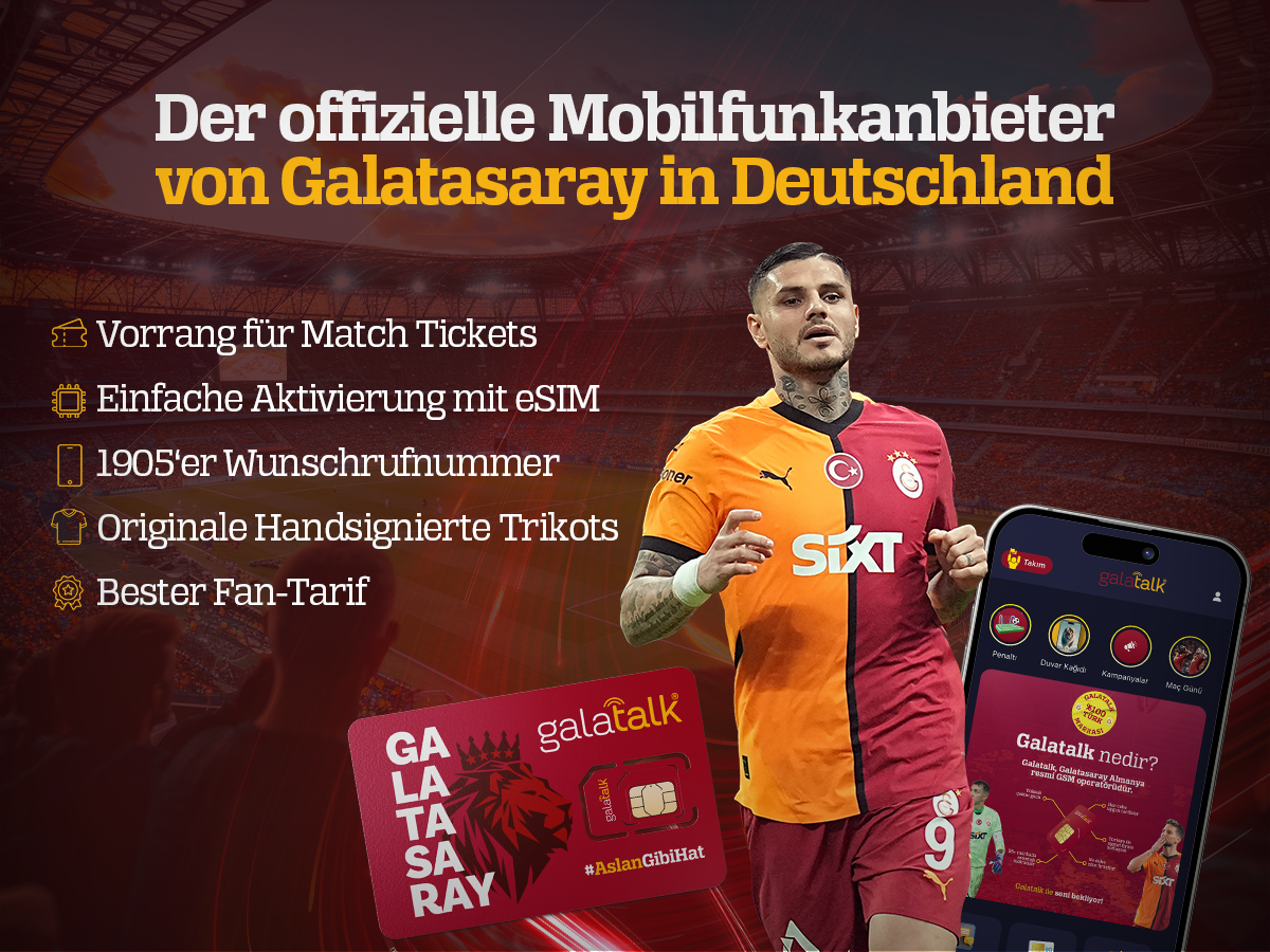 Der offizielle Mobilfunkanbieter von Galatasaray in Deutschland! Der offizielle Mobilfunkanbieter von Galatasaray in Deutschland!