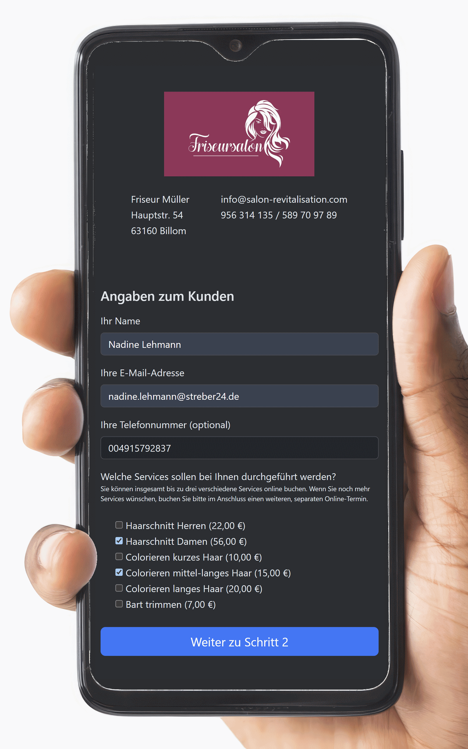 Das Online-Formular zur Terminbuchung ohne notwendige App-Installation für jedes handelsübliche Smartphone Das Online-Formular zur Terminbuchung ohne notwendige App-Installation für jedes handelsübliche Smartphone