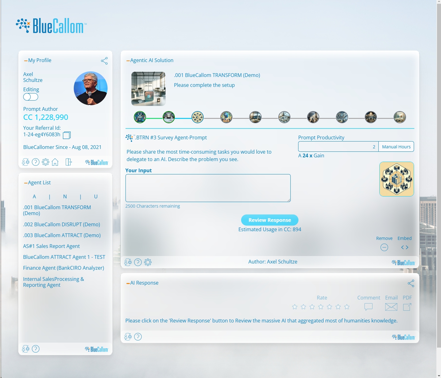 BlueCallom TRANSFORM ermöglicht enorme Effizienzsteigerungen (Die Bildrechte liegen bei dem Verfasser der Mitteilung.) BlueCallom TRANSFORM ermöglicht enorme Effizienzsteigerungen (Die Bildrechte liegen bei dem Verfasser der Mitteilung.)