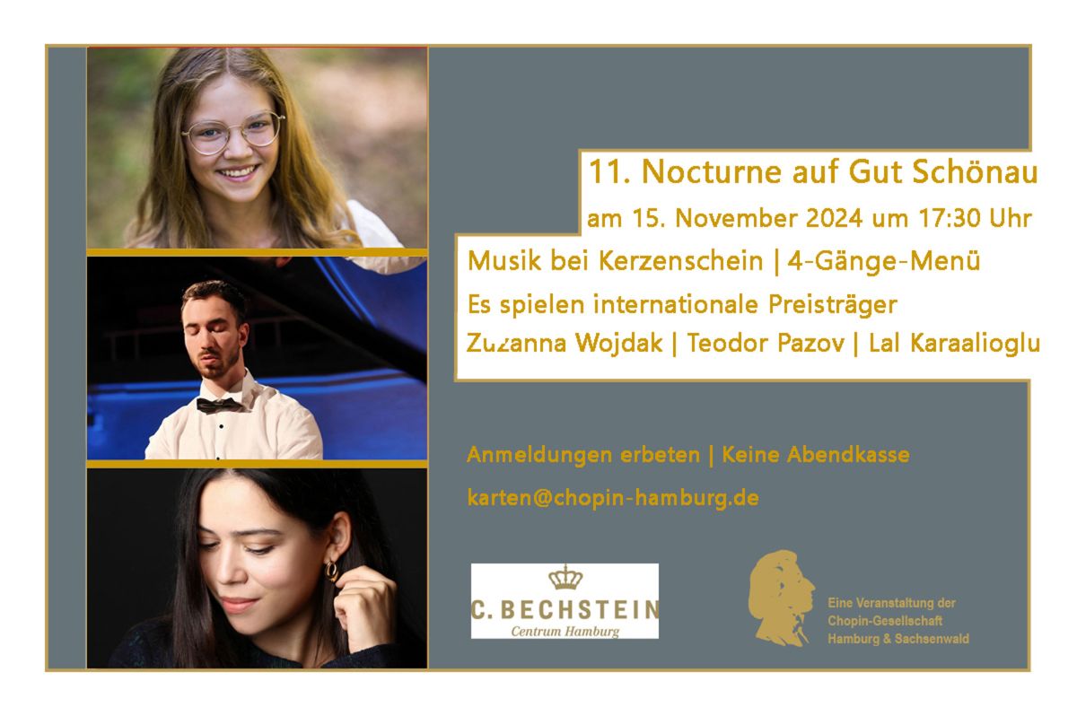 11. Nocturne auf Gut Schönau (© Chopin-Gesellschaft Hamburg-Sachsenwald e.V.) 11. Nocturne auf Gut Schönau (© Chopin-Gesellschaft Hamburg-Sachsenwald e.V.)