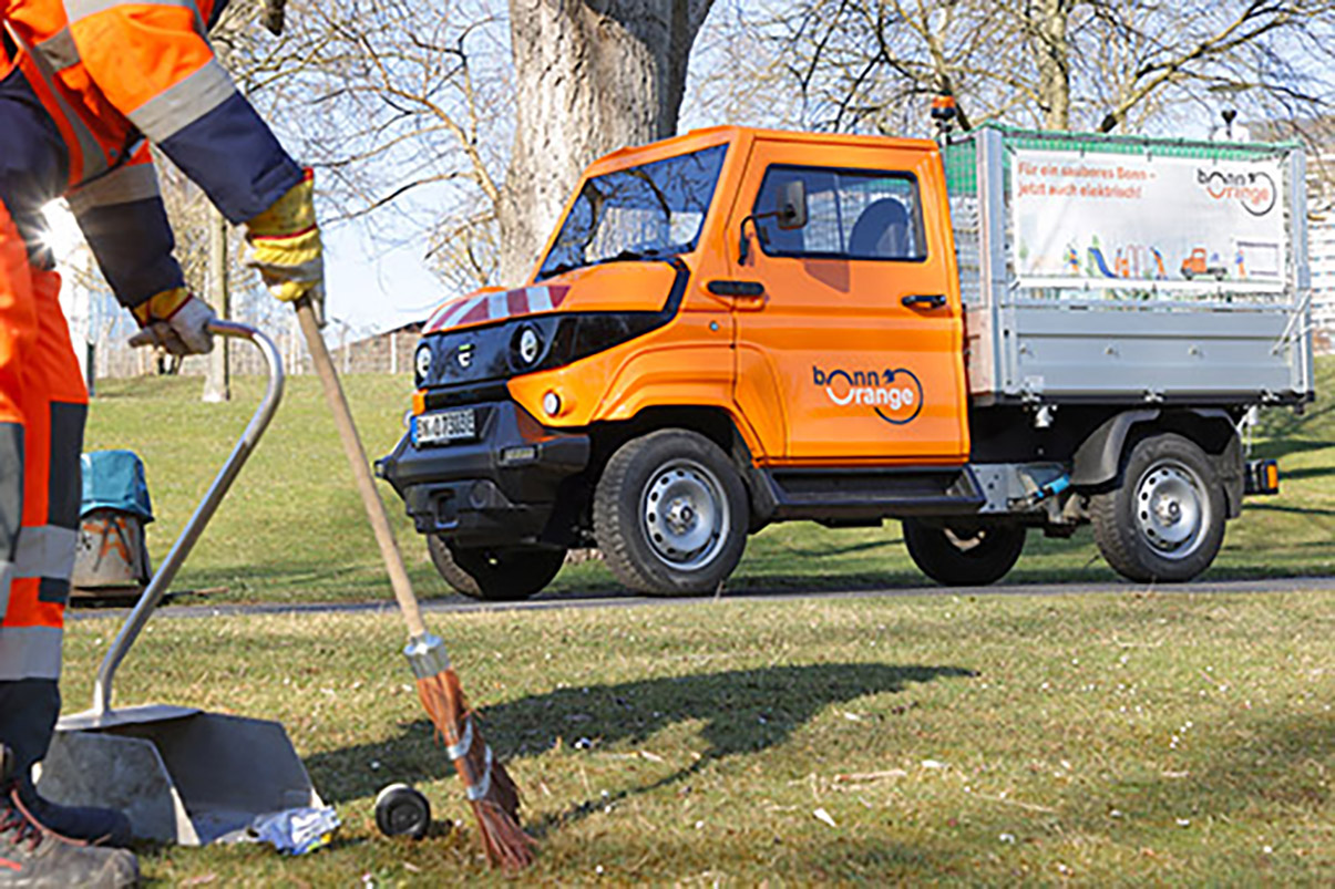 Der Evum im Einsatz beim kommunalen Dienstleistungsunternehmen Bonnorange. Foto: EVUM Motors
