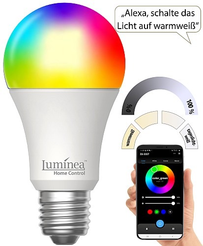 Luminea Home Control Smarte WLAN-LED-Lampe LAV-400.rgbw (Die Bildrechte liegen bei dem Verfasser der Mitteilung.) Luminea Home Control Smarte WLAN-LED-Lampe LAV-400.rgbw (Die Bildrechte liegen bei dem Verfasser der Mitteilung.)