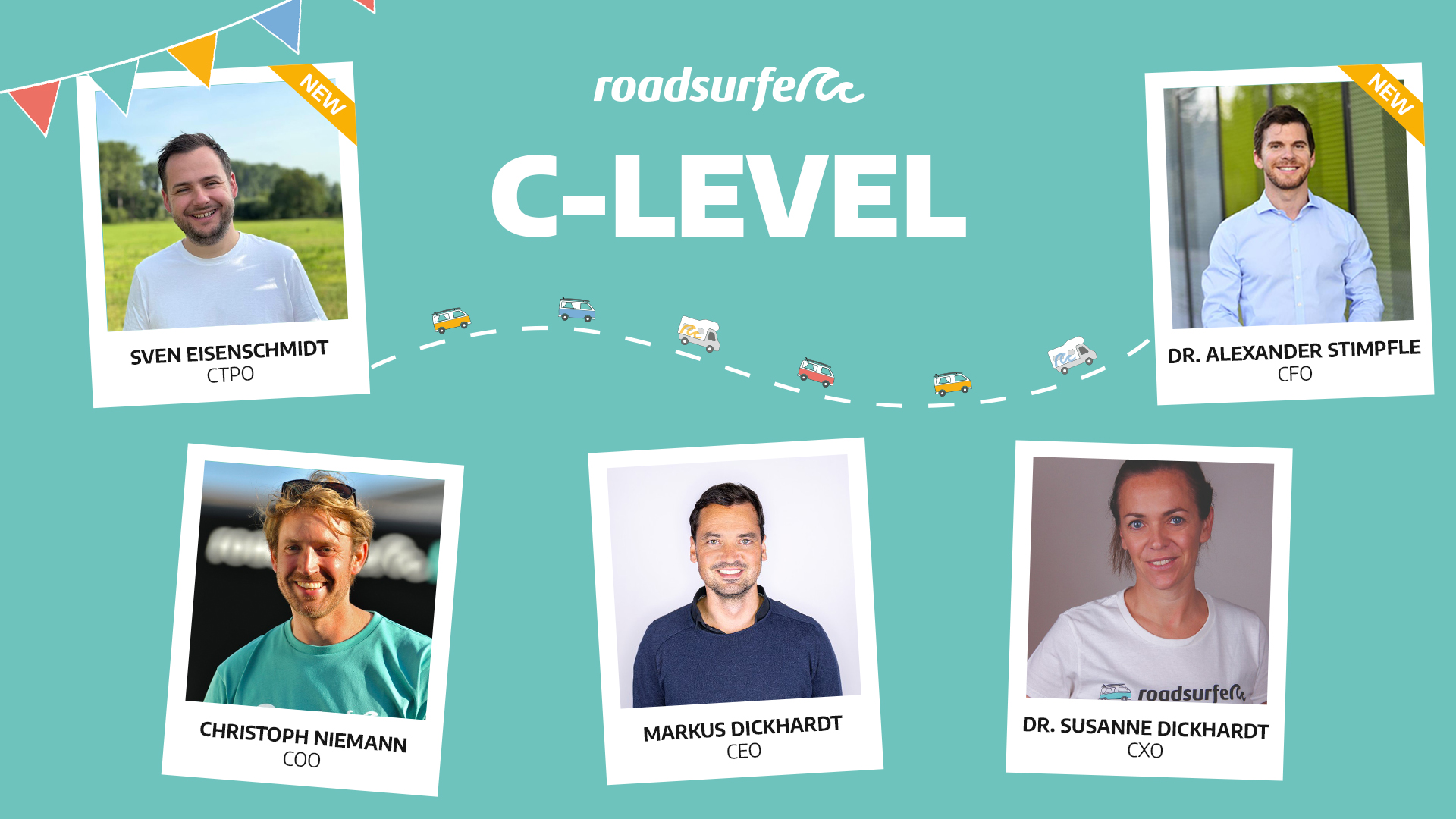 Das C-Level von roadsurfer. (Bildquelle: roadsurfer)