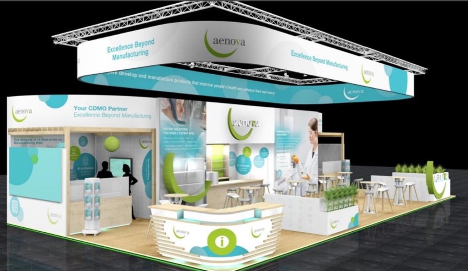 Aenova-Messestand auf der CPHI 2024 in Mailand (Stand-Layout: DEPLA Messebau) (Die Bildrechte liegen bei dem Verfasser der Mitteilung.) Aenova-Messestand auf der CPHI 2024 in Mailand (Stand-Layout: DEPLA Messebau) (Die Bildrechte liegen bei dem Verfasser der Mitteilung.)