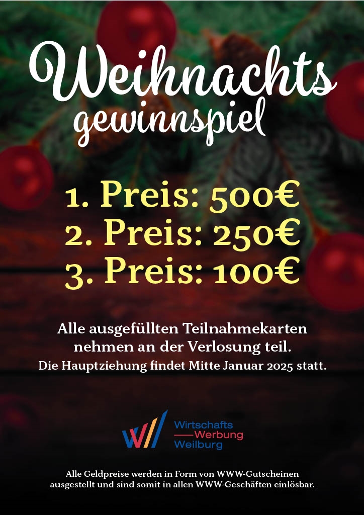 Im Weihnachtsgewinnspiel der WWW attraktive Preise gewinnen. (Die Bildrechte liegen bei dem Verfasser der Mitteilung.)