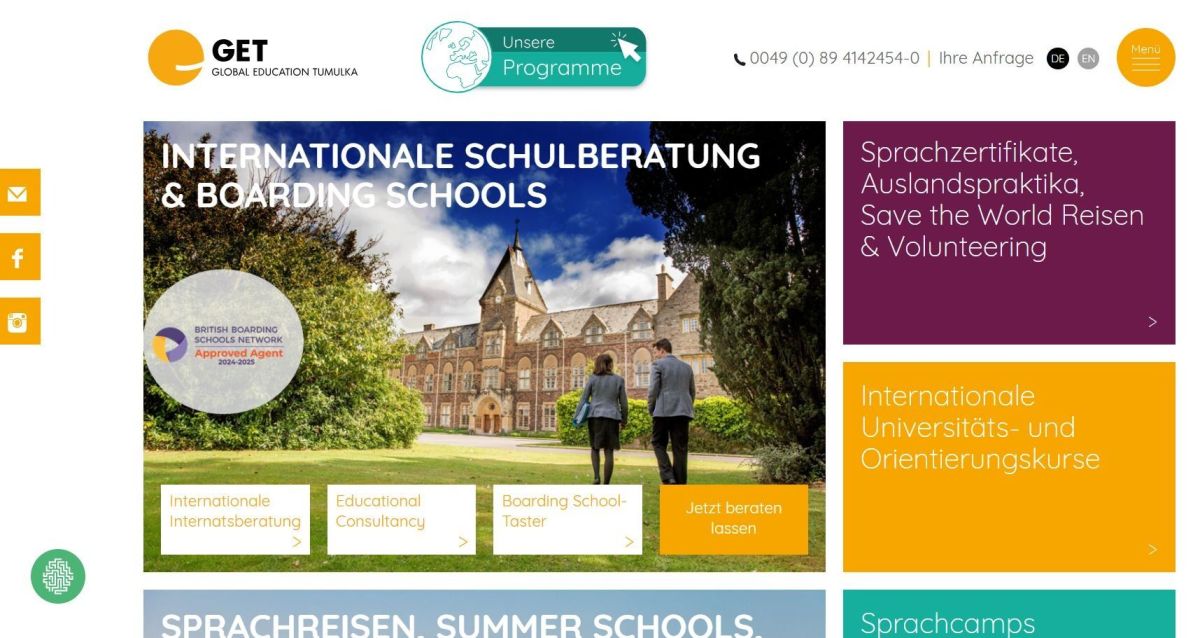Webseite GET Global Education Tumulka GmbH (© GET Global Education Tumulka GmbH) Webseite GET Global Education Tumulka GmbH (© GET Global Education Tumulka GmbH)