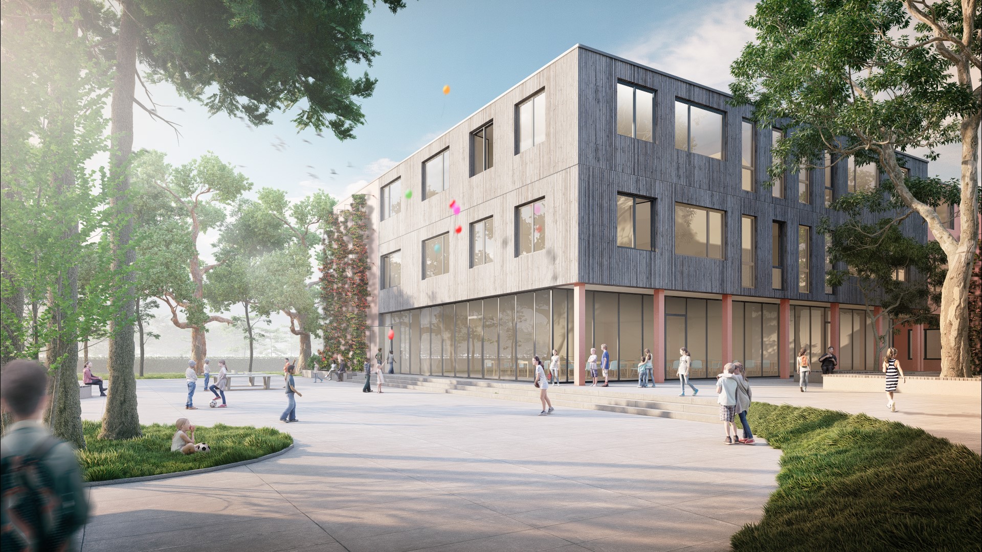 Heisenberg Gymnasium Dortmund, erstes Modulgebäude Deutschlands mit grünem Stahl Heisenberg Gymnasium Dortmund, erstes Modulgebäude Deutschlands mit grünem Stahl