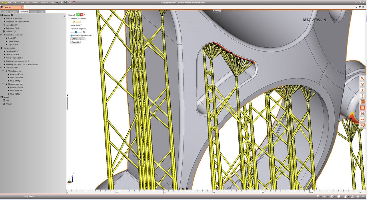 Software-Update von 4D_Additive mit innovativen Stützstrukturen für den Metalldruck (Bildquelle: CoreTechnologie GmbH)