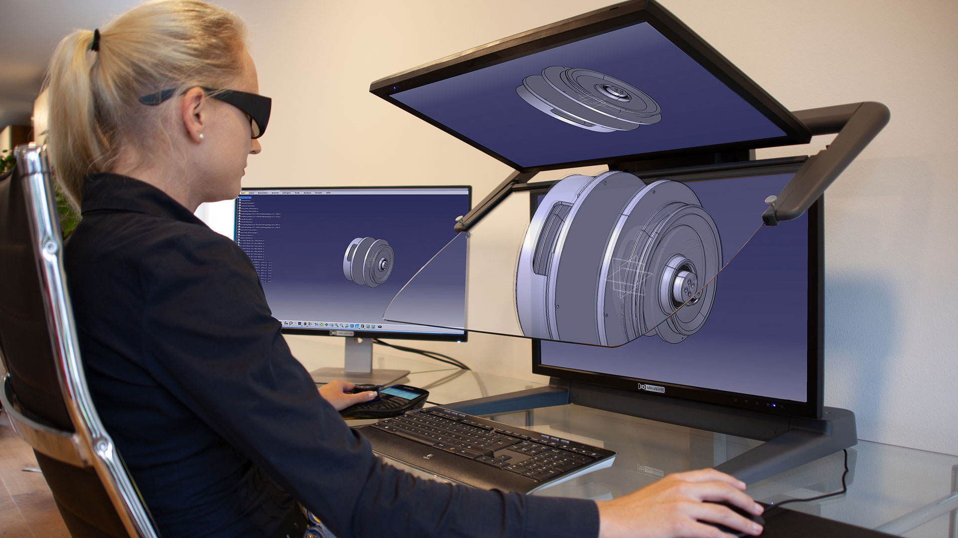 Führende CAD-Software CATIA für 3D-Monitor 3D PluraView zertifiziert. (Die Bildrechte liegen bei dem Verfasser der Mitteilung.)