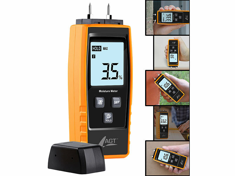 AGT Mobiler 4in1-Feuchtigkeitsdetektor, Batterie-Betrieb, LCD-Display, www.pearl.de (Die Bildrechte liegen bei dem Verfasser der Mitteilung.)