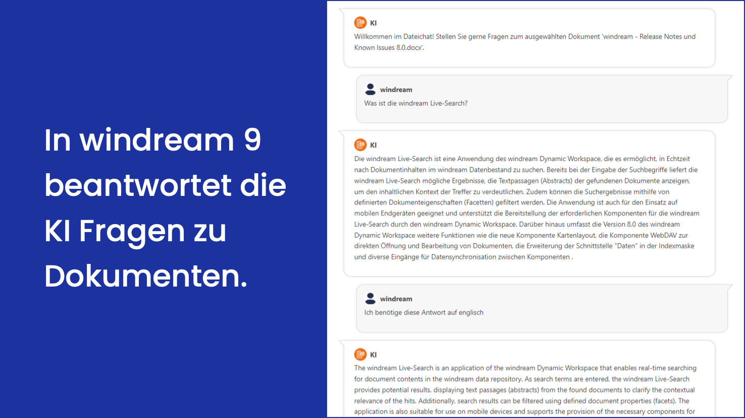 Chat mit der KI erschließt Dokumente in windream 9 (Die Bildrechte liegen bei dem Verfasser der Mitteilung.)