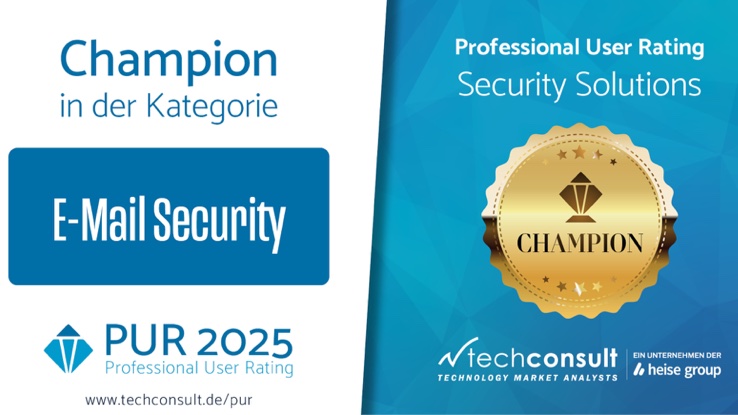 NoSpamProxy ist zum achten Mal Champion im User Rating für E-Mail Security (Die Bildrechte liegen bei dem Verfasser der Mitteilung.)