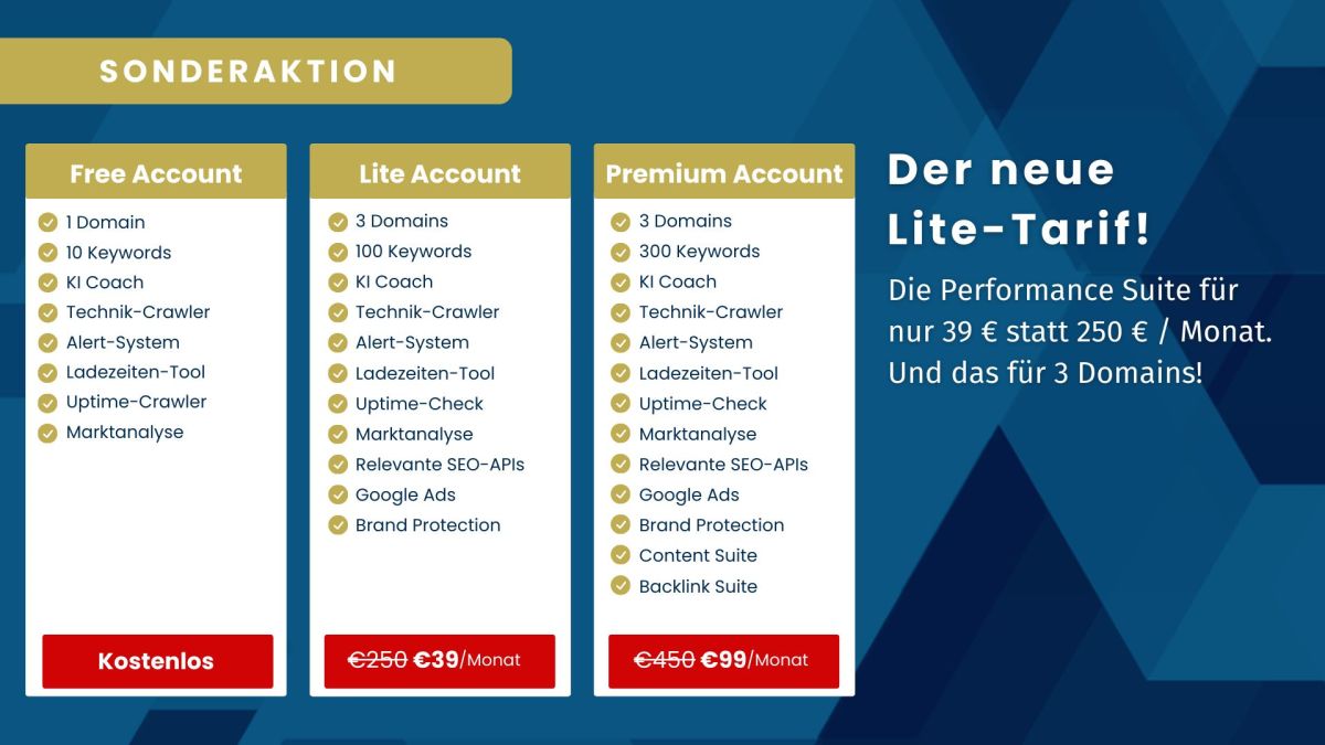SEO Tool Performance Suite Lite-Tarif (© )