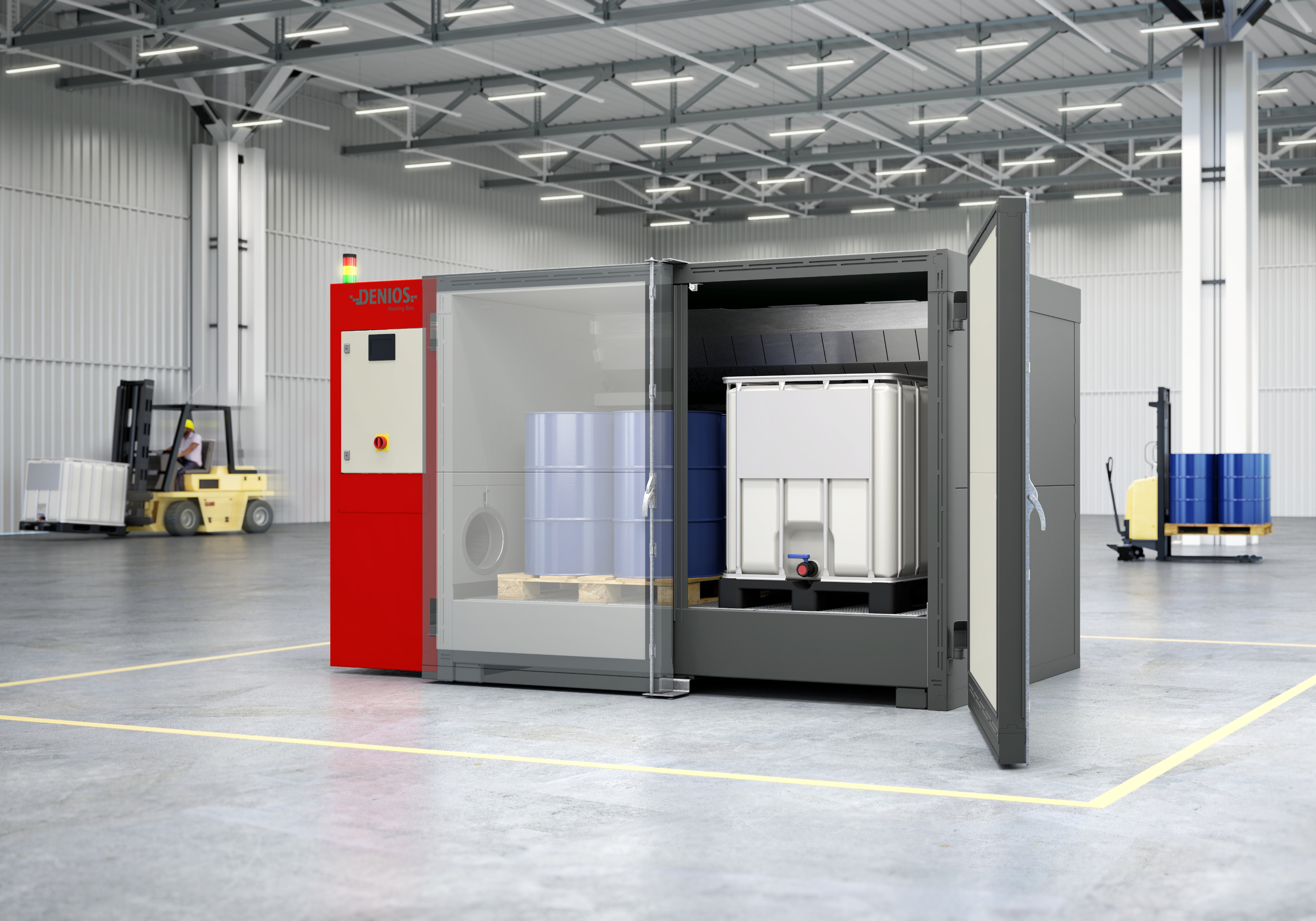 Die neue Wärmekammer HB (Heating Box) von DENIOS schafft Temperaturen von bis zu 120 Grad (Die Bildrechte liegen bei dem Verfasser der Mitteilung.)