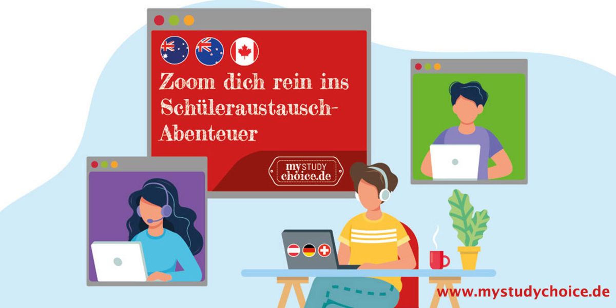 Veranstaltungstipp: 4.2.-8.2.25 : Kostenfreie Zoom-Live-Events zum Auslandsjahr Kanada & Down Under (© MyStudyChoice) Veranstaltungstipp: 4.2.-8.2.25 : Kostenfreie Zoom-Live-Events zum Auslandsjahr Kanada & Down Under (© MyStudyChoice)