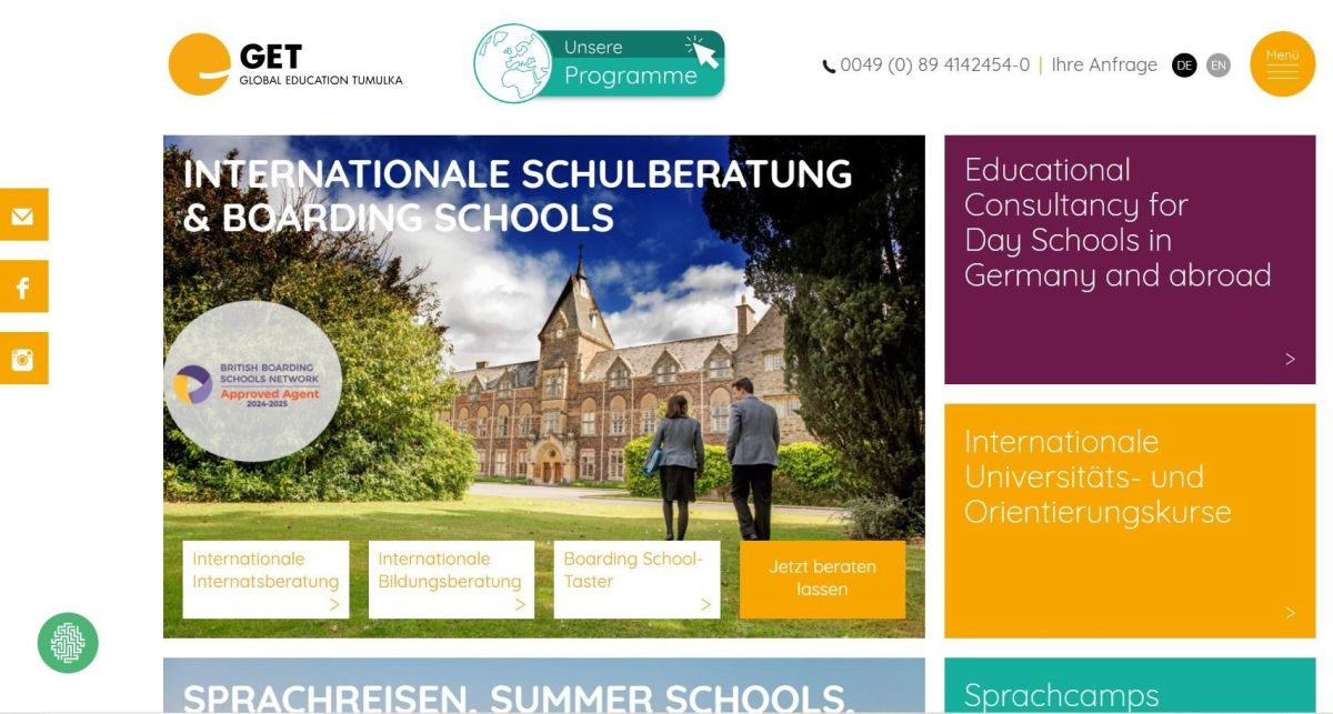 Webseite von GET Global Education Tumulka GmbH (© GET Global Education Tumulka GmbH) Webseite von GET Global Education Tumulka GmbH (© GET Global Education Tumulka GmbH)