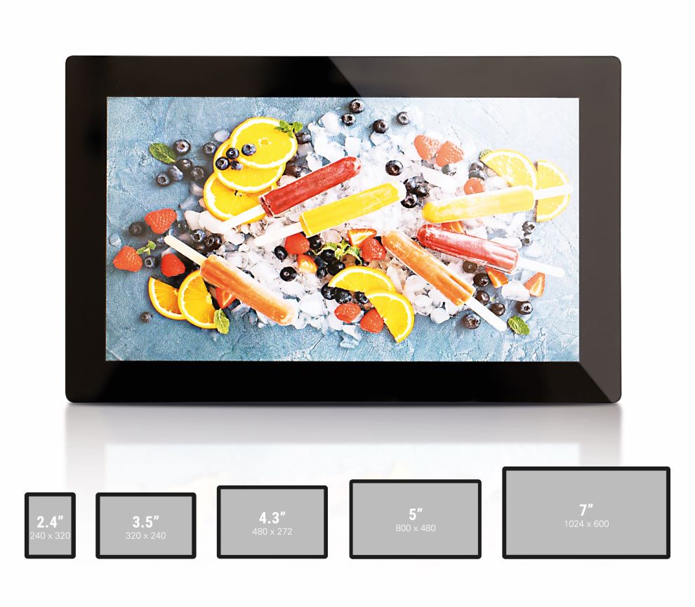 Neue TFT-LCD-Serie von Schukat für HMI-Designs. Quelle: Schukat. (Die Bildrechte liegen bei dem Verfasser der Mitteilung.) Neue TFT-LCD-Serie von Schukat für HMI-Designs. Quelle: Schukat. (Die Bildrechte liegen bei dem Verfasser der Mitteilung.)