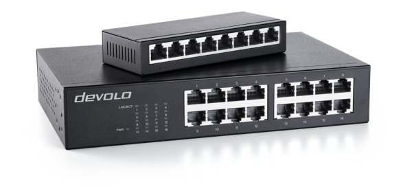 devolo Ethernet Switch 8 Port und devolo Ethernet Switch 16 Port (Die Bildrechte liegen bei dem Verfasser der Mitteilung.) devolo Ethernet Switch 8 Port und devolo Ethernet Switch 16 Port (Die Bildrechte liegen bei dem Verfasser der Mitteilung.)