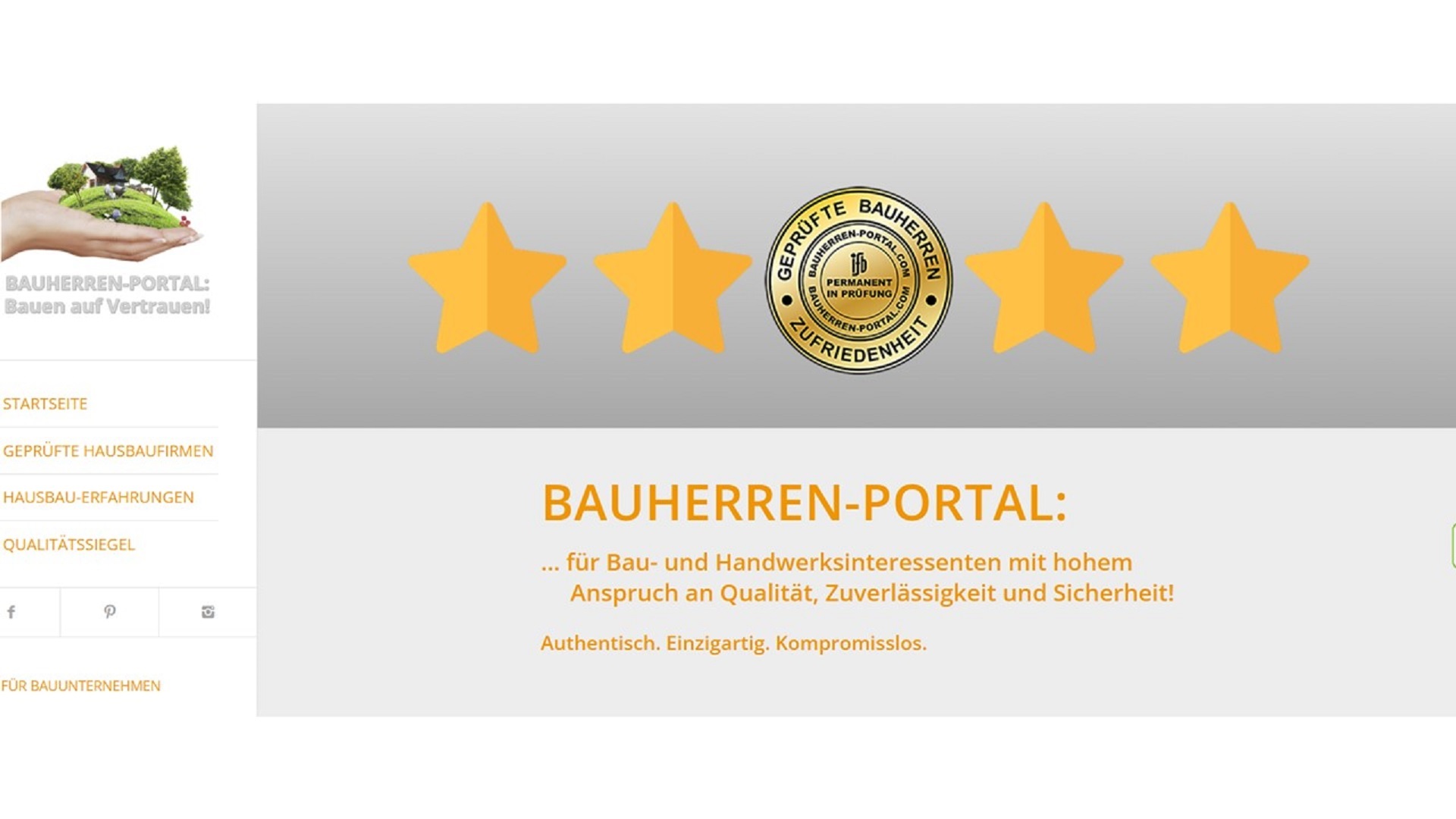 BAUHERREN-PORTAL für kundenorientierte Handwerksbetriebe BAUHERREN-PORTAL für kundenorientierte Handwerksbetriebe