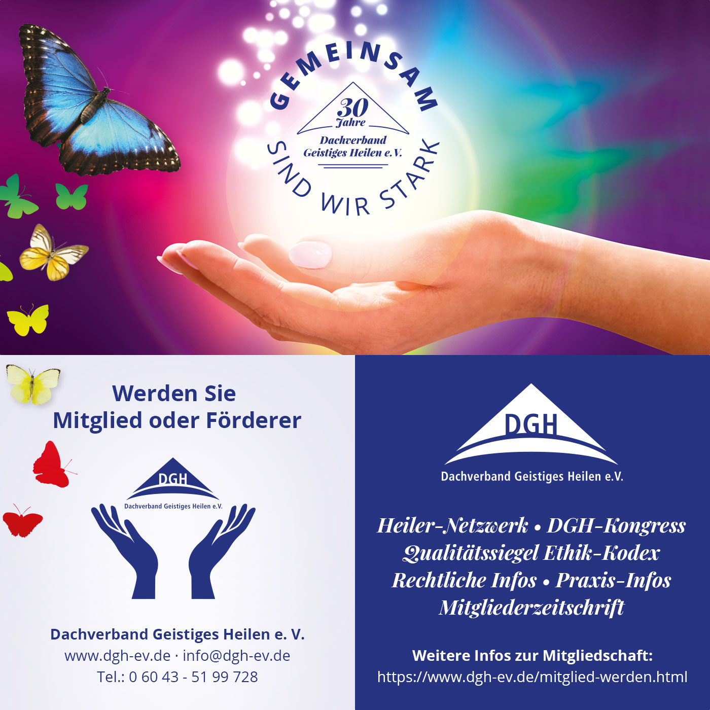 Der DGH e. V. setzt sich seit 30 Jahren für die Akzeptanz spiritueller Heilweisen ein. (Bildquelle: DGH e. V.) Der DGH e. V. setzt sich seit 30 Jahren für die Akzeptanz spiritueller Heilweisen ein. (Bildquelle: DGH e. V.)