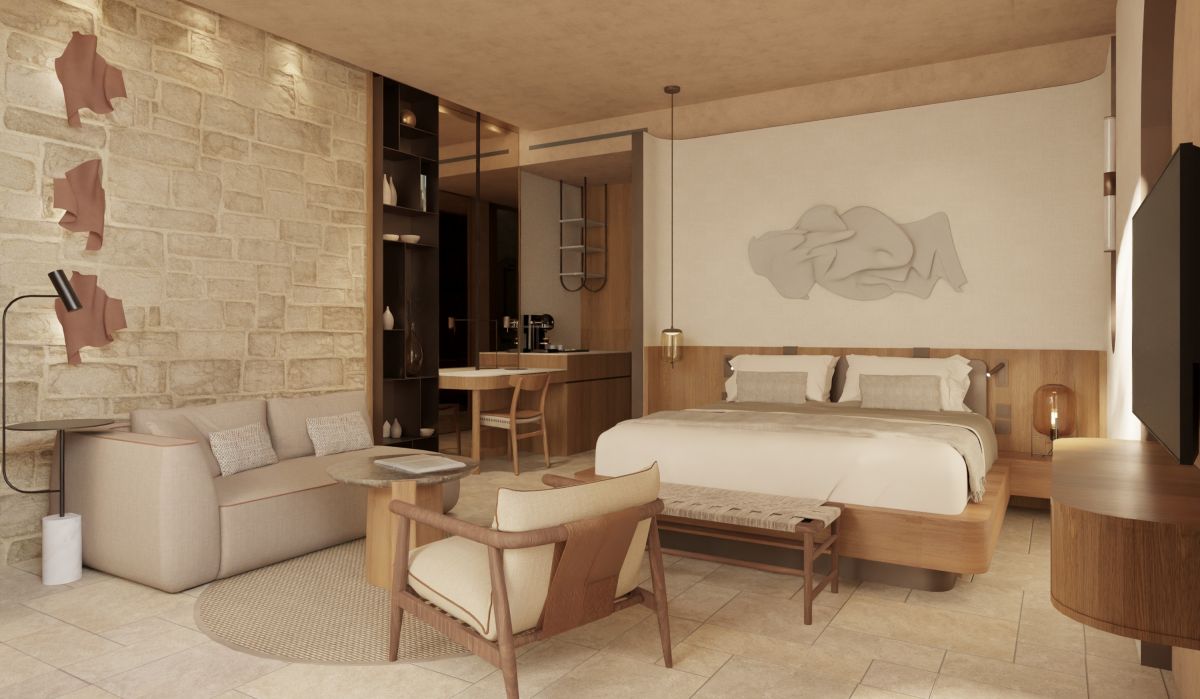Die neuen Suiten verbinden mediterranen Minimalismus mit edlen Naturmaterialien (© Stademos Hotels)