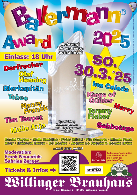Ballermann Award 2025 (vorläufiges Plakat) (Bildquelle: epco-media, Dieter Gross)