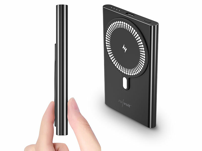 revolt Ultra-flache Powerbank PB-450, 5.000 mAh, 20 Watt PD, Qi-& MagSafe-kompatibel, www.pearl.de (Die Bildrechte liegen bei dem Verfasser der Mitteilung.)