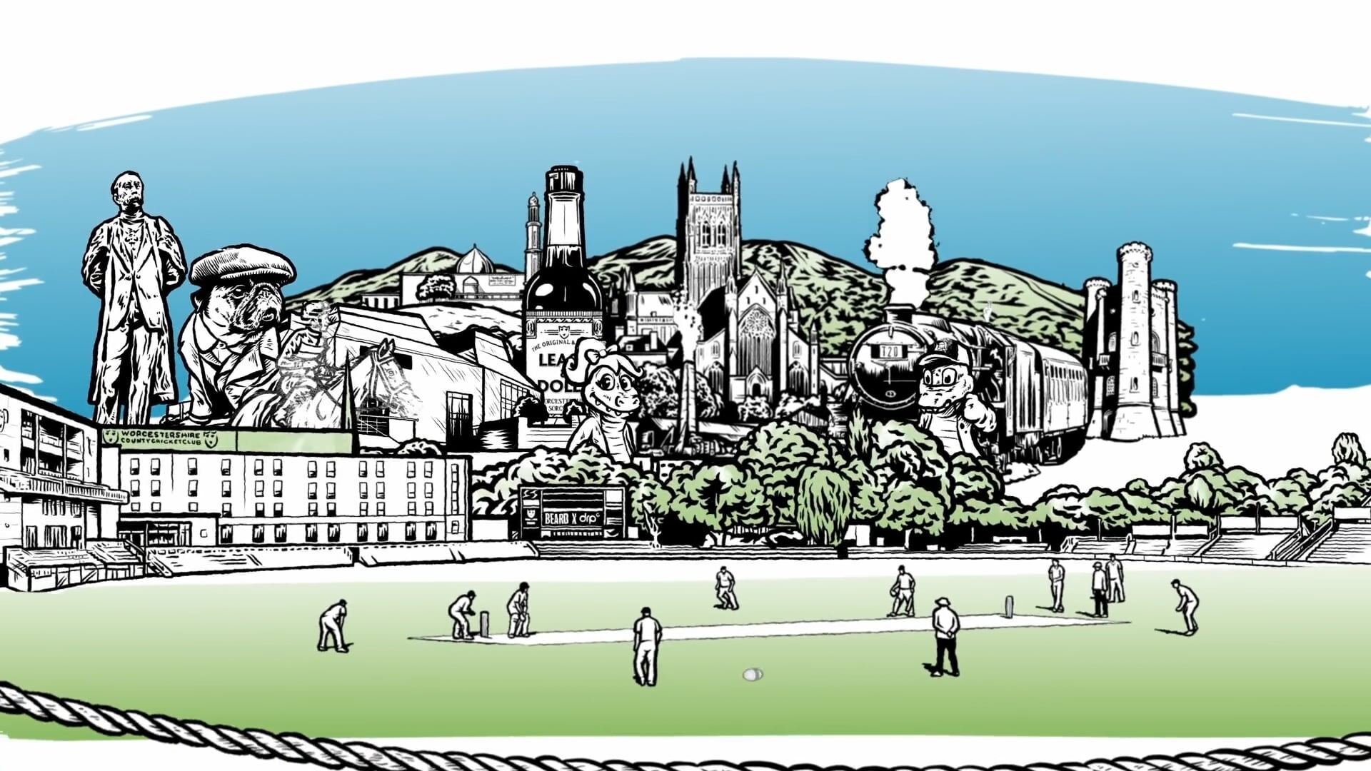 Illustration aus der Worcestershire Cricket Club Animation (Foto: DRPGroup)
